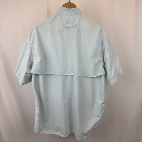 LL Bean Men's Large Button‎ Down Short Sleeve Blue - Picture 3 of 7